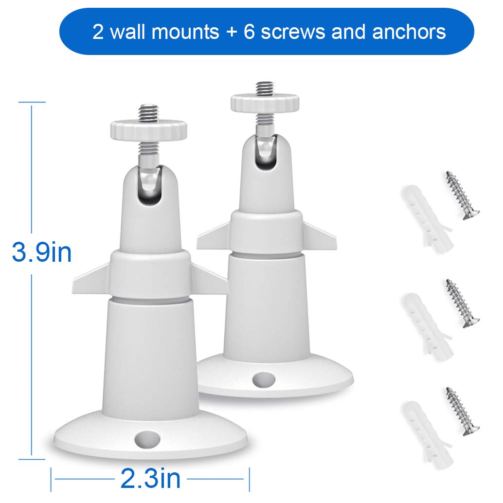 Wyze Cam Pan Wall Mount Bracket, Gresur Adjustable Security Rust-Resistant Aluminum Wall Mount for Wyze Cam Pan/Arlo and Other Compatible Models Indoor Outdoor Security Camera Mount(2 Pack, White)