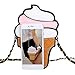 Queenfashion Cute Cartoon Women Ice Cream/ Cupcake Shape Mini Shoulder Bag Metal Chain Black