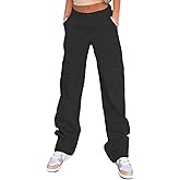Women's Y2K Baggy Cargo Pants High Rise Straight Wide Leg Boyfriend Denim Cargo Trousers for Teen Girls Streetwear