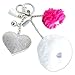 Say I Love You with the Fluffy Fur Pom Pom Keychain Gift Featuring Two Puff Balls, a Rhinestone Heart and Charms for Women, Teens and Girls