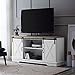 Home Accent Furnishings New 58 Inch Sliding Barn Door TV Console Solid White with Rustic Oak Colored Top
