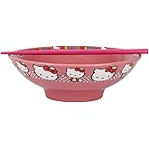 Bioworld Hello Kitty Character Ceramic 30 Oz Ramen Bowl With Chopsticks
