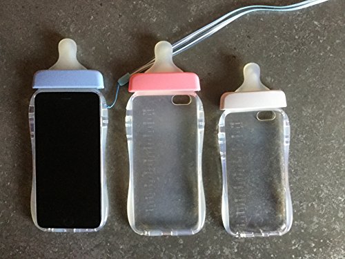 BlastCase Baby Bottle Cute 3D TPU Soft Pregnant Woman Milk Bottle Clear Case Lanyard Case Cover for iPhone 6 (Pink)