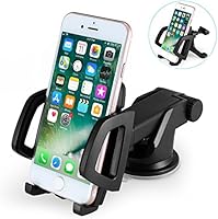 車載ホルダー ゲル吸盤式 エアコン吹き出し口取り付け 2in1 伸縮アーム 横幅調節可 車載スタンド 多機種対応（ブラック）