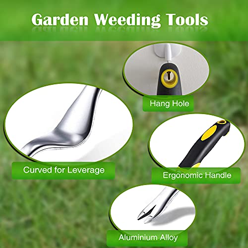 SUPERBEAR Garden Hand Weeder, 2 Pieces Weed Removal Tool with Ergonomic Handle Garden Weeding Tools for Garden Lawn Farmland Transplant