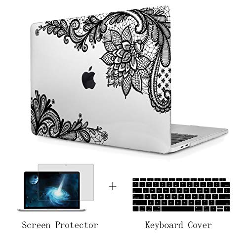 TwoL Case for MacBook Air 13 A1932, Ultra Slim Hard Shell Case and Keyboard Cover Screen Protector for New MacBook Air 13 2018 with Retina Display Fashion Lace