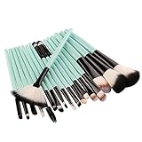 Adpartner 18pcs Makeup Brushes Set Eye Shadow Brush Kit Face Kabuki Make Up Cosmetic Brush Soft Bristles Green Plastic Handle Foundation Blush Concealer Beauty Tools - White Bristles