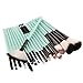 Adpartner 18pcs Makeup Brushes Set Eye Shadow Brush Kit Face Kabuki Make Up Cosmetic Brush Soft Bristles Green Plastic Handle Foundation Blush Concealer Beauty Tools - White Bristles