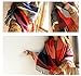 ENJOY-LIFE LONHEO Womens Fashion Long Shawl Winter Warm Lattice Scarf with a Barrette (Red+Blue)