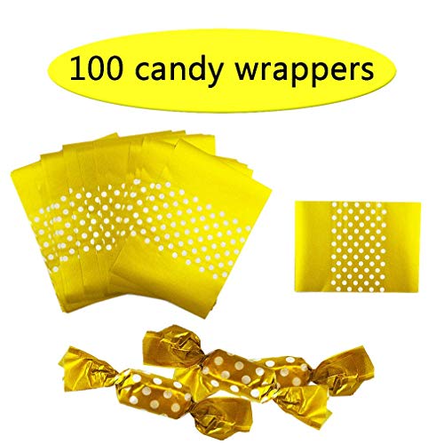 (2 PCS) 126/40 Cavity Square/Rectangle Silicone Candy Mold + 100pcs Gold Polka Candy Wrappers,for Mini Gummy Chocolate Jelly Ice Cube Truffles Pralines Caramels Ganache - Thumbnail 3