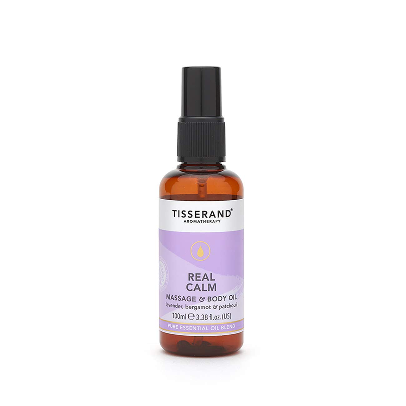 Tisserand - Real Calm Massage & Body Oil - 100% Pure Essential Oil - Lavender, Bergamot, and Patchouli - Calming Aromatherapy - 100ml