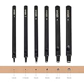 OWDEN Professional 6Pcs Leather Hollow Punch Set, 1.0-5.0mm,Slim Style. | For Belt, Watch Band and Strap Gasket, Leather hole punch set with 4"X4" Cutting Mat.