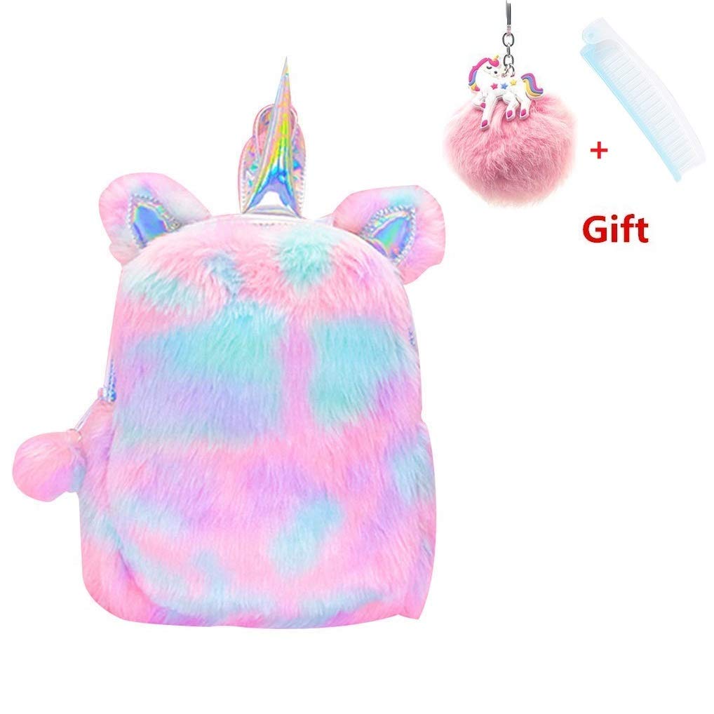 Fanovo Cute Plush Unicorn Backpack, Mini Unicorn Backpack, 3D Unicorn Backpack, Soft Rainbow Backbag Sweet Girls Daughter Gifts 12 inch Bag (Style 1)