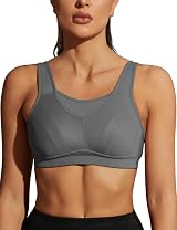 WingsLove Women’s High Impact Sports Bra Full Coverage Wirefree Gray