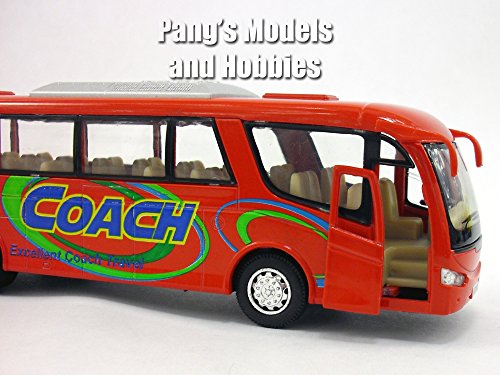 Coach Bus Diecast Metal Scale Model - SET of 4 BUSES, Red, Blue, White and Yellow