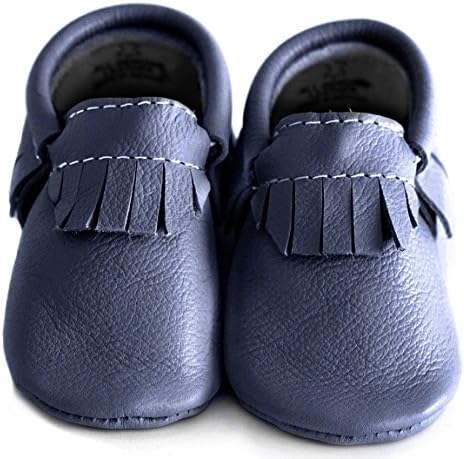 Baby Moccasins, The Coral Pear Classic Moccasin, Genuine Leather Shoes for Babies &amp; Toddlers, Navy, Size 3.5M (Babies &amp; Toddlers)