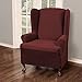 Maytex Reeves Stretch 1 - Piece T – Cushion Wingback Chair with Arms Furniture Cover Slipcover, Red