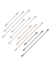 Paxuan - Juego de 12 extensores de cadena para tobillera de acero inoxidable quirúrgico, color plata, oro rosa, negro, 2.0 in, 3.9 in, 5.9 in