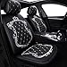 Skysep Crown Car Seat Covers, Fully Surrounded Unisex Seat,Winter Leather Seats Car,PU Leather and 3D Breathable Fabric (Black-White)