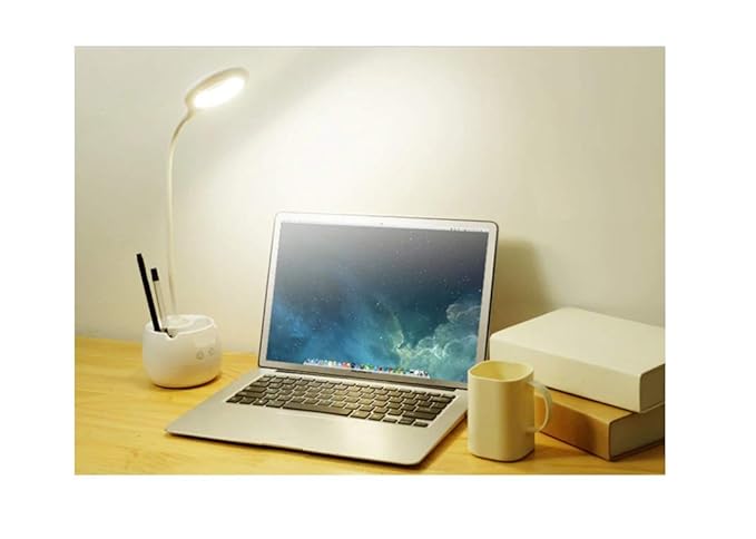 SaleOn Rechargeable LED Touch On/Off Switch Desk Lamp Children Eye Protection Student Study Reading Dimmer Rechargeable Led Table Lamps with Mobile Holder USB Charging Touch Dimmer(White) -876