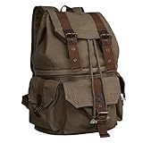 S-ZONE Canvas DSLR SLR Camera Shoulder Bag Backpack Rucksack Bag with Waterproof Rain Cover for Sony Canon Nikon Olympus