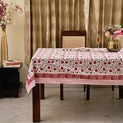 Ridhi -Sangria Red Cotton Tablecloth, Handblock