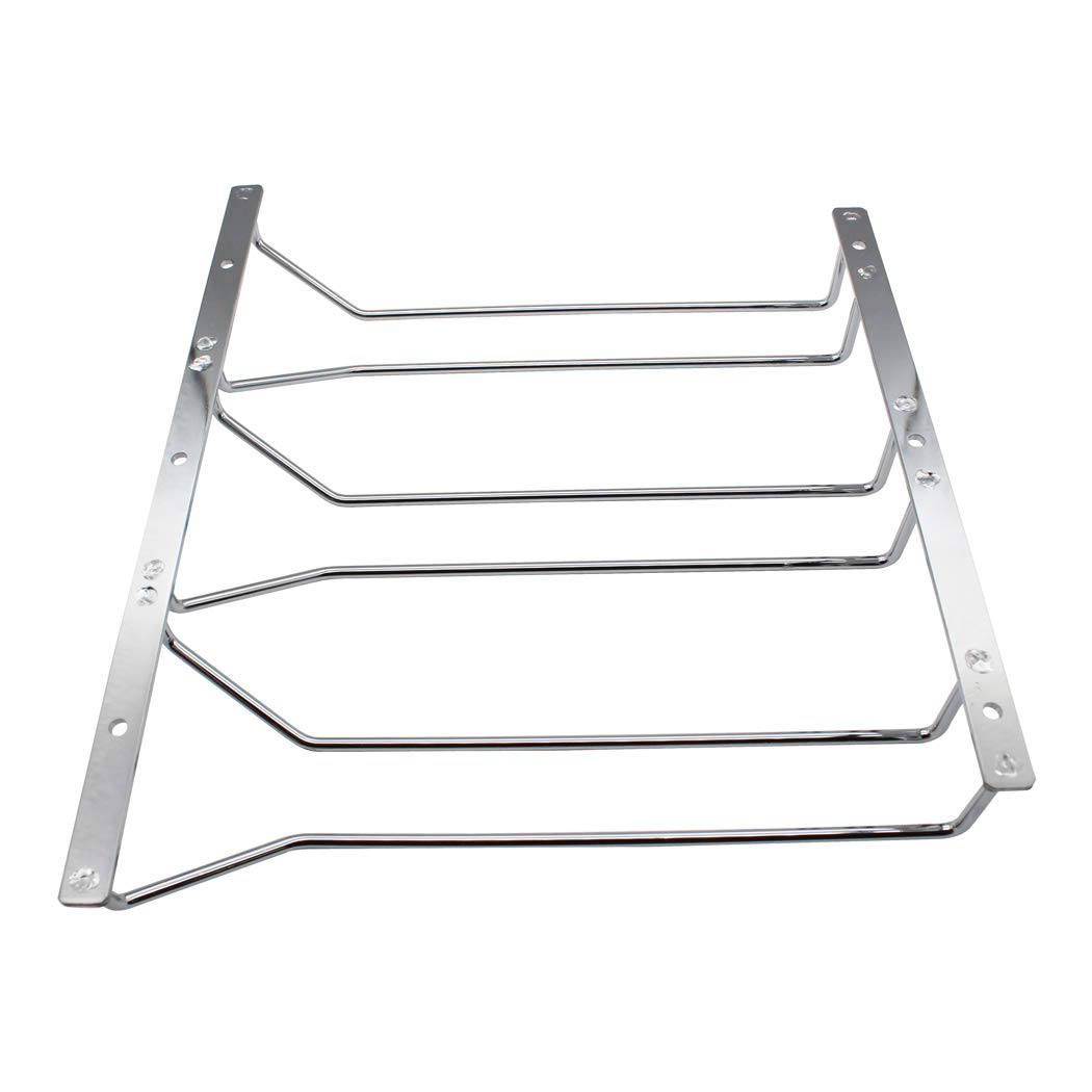 Abcsea 24 cm Wine Glass Holder Rack, Chrome Wine Glass Holders Hanging Under Shelf, 1 Piece (3 Rows)