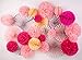 PapaKit Deluxe Origami Large Wall Decoration Set (Assorted Paper Fans & Pom-poms) Birthday Party Baby Shower Wedding Event Decor | Creative Art Design (Sparking Pink Rose Blush, Deluxe 26 Piece Set)
