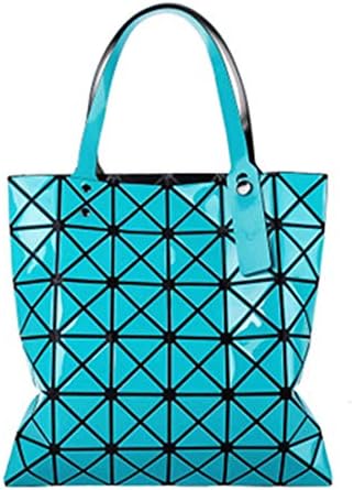 Geometric Rhombus Diamond Laser Bag Solid Color Glossy Folding Large Capacity Handbag Shoulder Bags For Women.