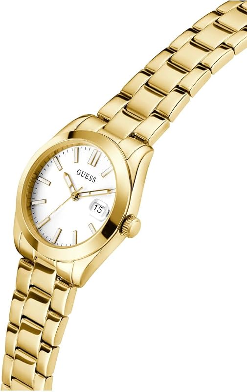 Alice GW0934L2 - Reloj de Pulsera para Mujer con Fecha, Correa de Acero Inoxidable, Cristal Mineral, Esfera Blanca, 3 Bares, diámetro de la Caja: 32 mm