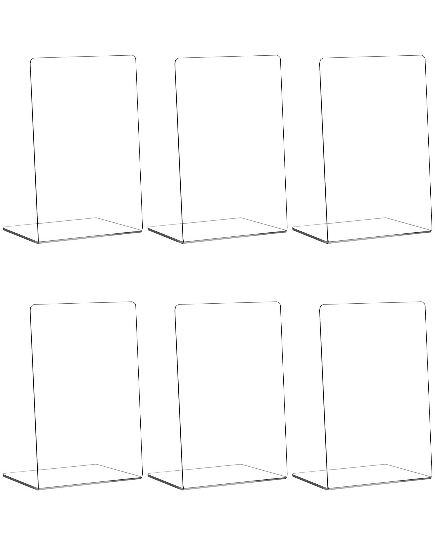 QWORK® 6 Pack Clear Acrylic Bookends, Transparent Book Ends Organizer, for Office, Library Books, School Supplies, Bookracks