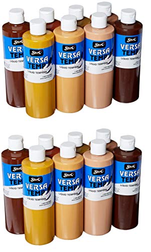 Sax Versatemp Tempera Paint, 1 Pint, Assorted Skin-Tone Colors, Set of 8