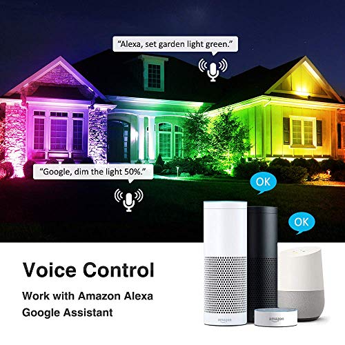 Ustellar 2 Pack Smart Outdoor Flood Lights 15W RGB Wifi LED Lights