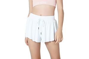 AIOIC Girls Butterfly Shorts Flowy Shorts with Pocket Kids Butterfly Skirts with Spandex Liner