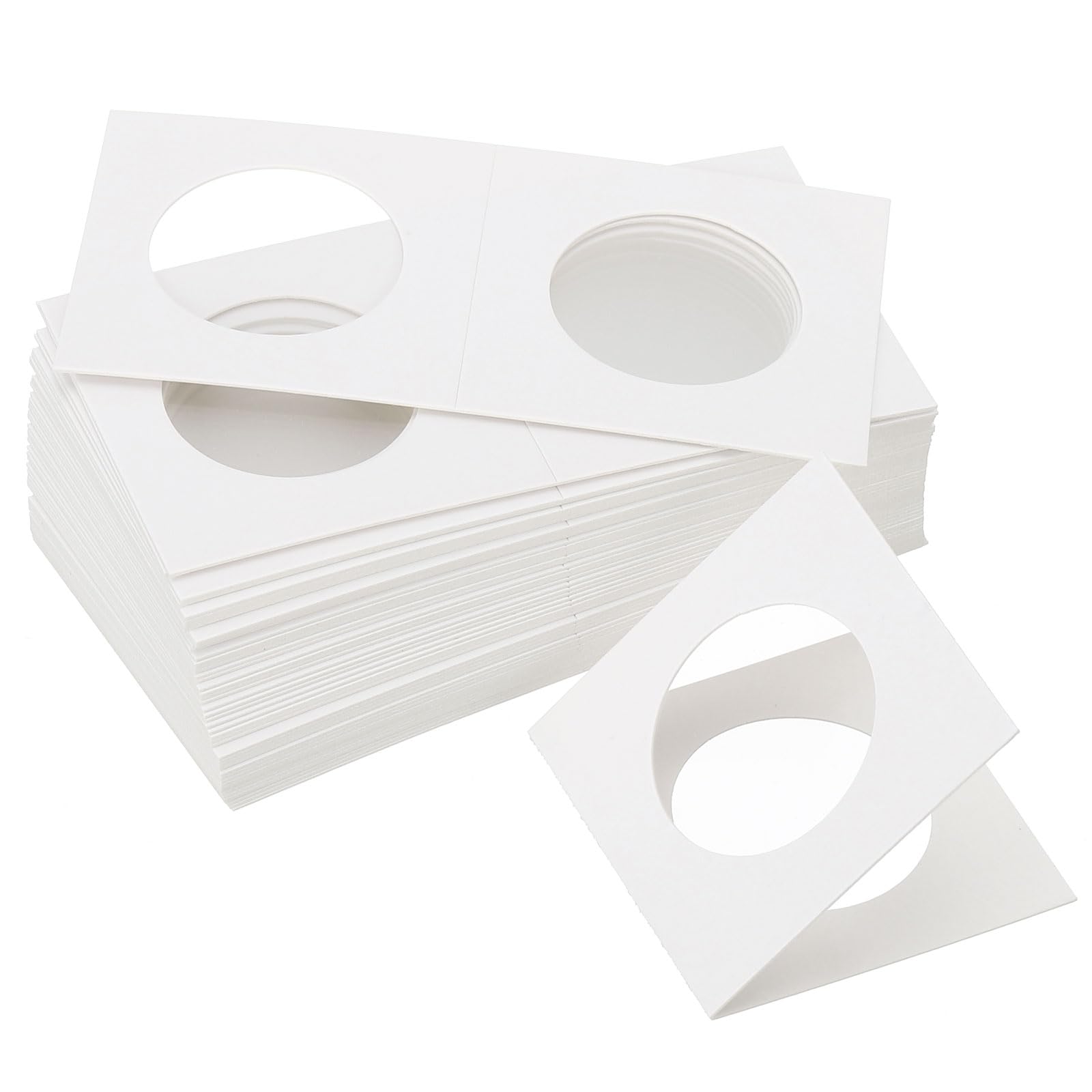PATIKIL 2x2" Cardboard Coins Holders, 450 Pcs Coin Flips Cardboard Coin Holder Flips for 31.5 mm The Coin Collection Supplies Holder Storage, White