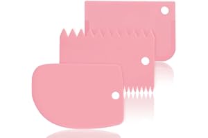 Cake Scraper Cake Decorating Comb - SURDOCA Cake Scraper Smoother, Flexible Plastic Dough Scraper for Bread Making,Reusable P