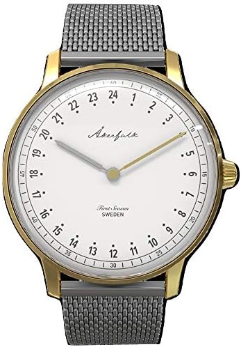 オーカーフォーク 腕時計24時間表示 北欧デザイン ユニセックス ジェンダーレス デザイン メタルメッシュ シルバー