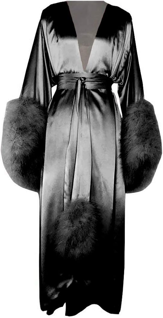 ShineGown Women Robe Gown with Feathers V Neck Wrap-to-Tie Full-Length Bathrobe Pajamas New Prom Bridesmaid