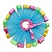 BGFKS Layered Ballet Tulle Rainbow Tutu Skirt for Little Girls Dress Up with Colorful Hair Bows (Blue Rainbow, L,4-8 Age)
