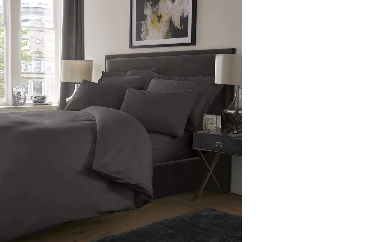 Rayyan Linen Charcoal Grey 100% Egyptian Cotton 200 Thread Counts Duvet Cover Bedding Bed Set with Pillowcases (KING)