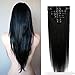 16-22inch 100% Real Remy Clip in Hair Extensions Grade AAAAA Natural Hair Full Head Standard Weft 8 Pieces 18 Clips Long Smooth Soft Silky Straight (22 inch, #1 Jet Black)