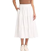 Matty M Women's Linen Blend Midi Skirt with Pockets