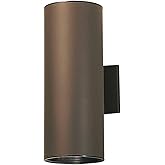 Kichler Cylinders 15" 2-Light Outdoor Cylinder Wall Sconce in Architectural Bronze, (15" H x 5.75 W), 9246AZ