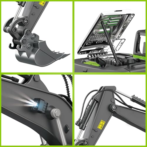PREPOP Remote Control Excavator Toy for 6-12 yr Boys, Best Birthday Gifts for Kids 6 7 8 9 10 11 Year Old, Green