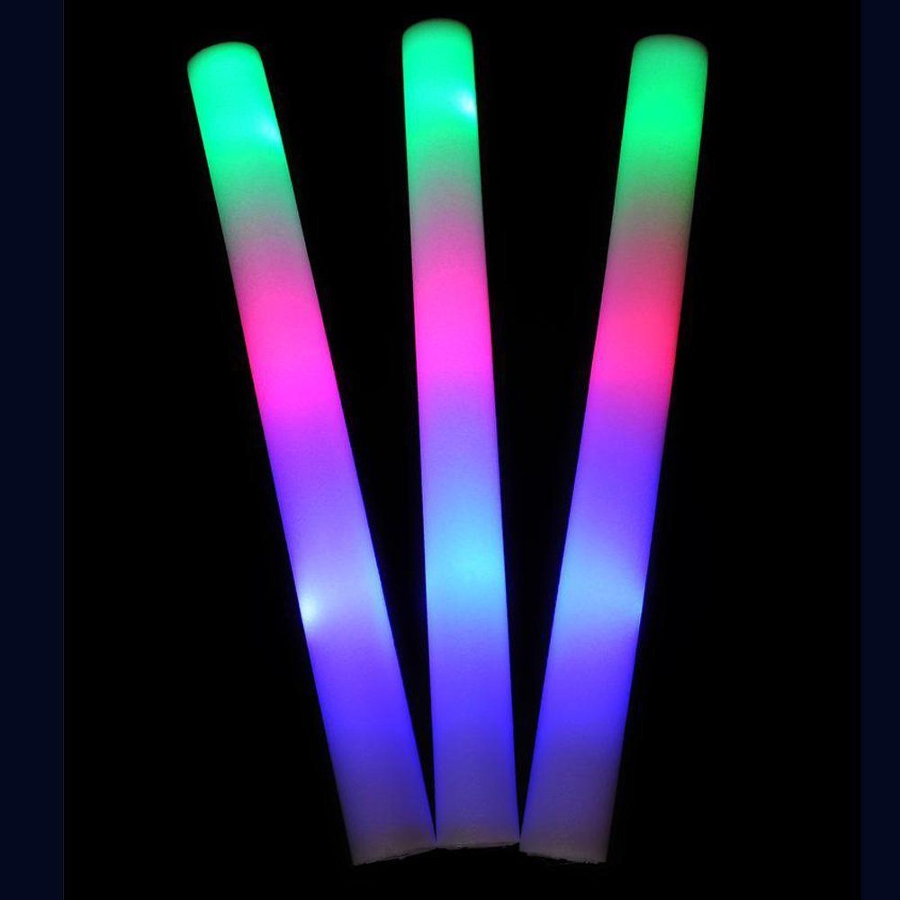 2020 Light Up Foam Sticks, 3 Modes Colorful Flashing LED Stobe Stick