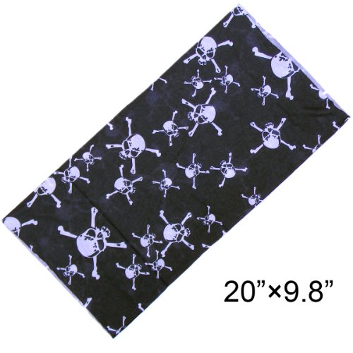 Shells® 2Pack Black Skull Pattern Polyester Microfiber Outdoor Sport Magic Multifunction No Seam Headscarf Headwear Face Mask Neck Warmer For Motorcycle Bike Ski Outdoor activities - Thumbnail 2