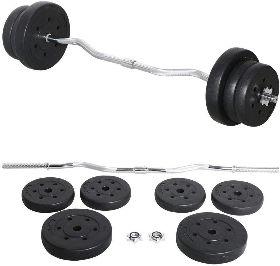 Cyanhope 55Lb Barbell/Dumbbell Weight Set Curl Bar - for Home Gym Olympic Weight Plates Set with Bar & Clamps