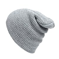 Abbyling68 Slouchy Winter Hats Knitted Beanie Caps Soft Warm Ski Hat Grey