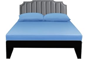 Lirex Fitted Sheet, Twin XL Size 100% Cotton 300 Thread Count Soft Breathable Fitted Sheet, 100x200cm, Sky Blue