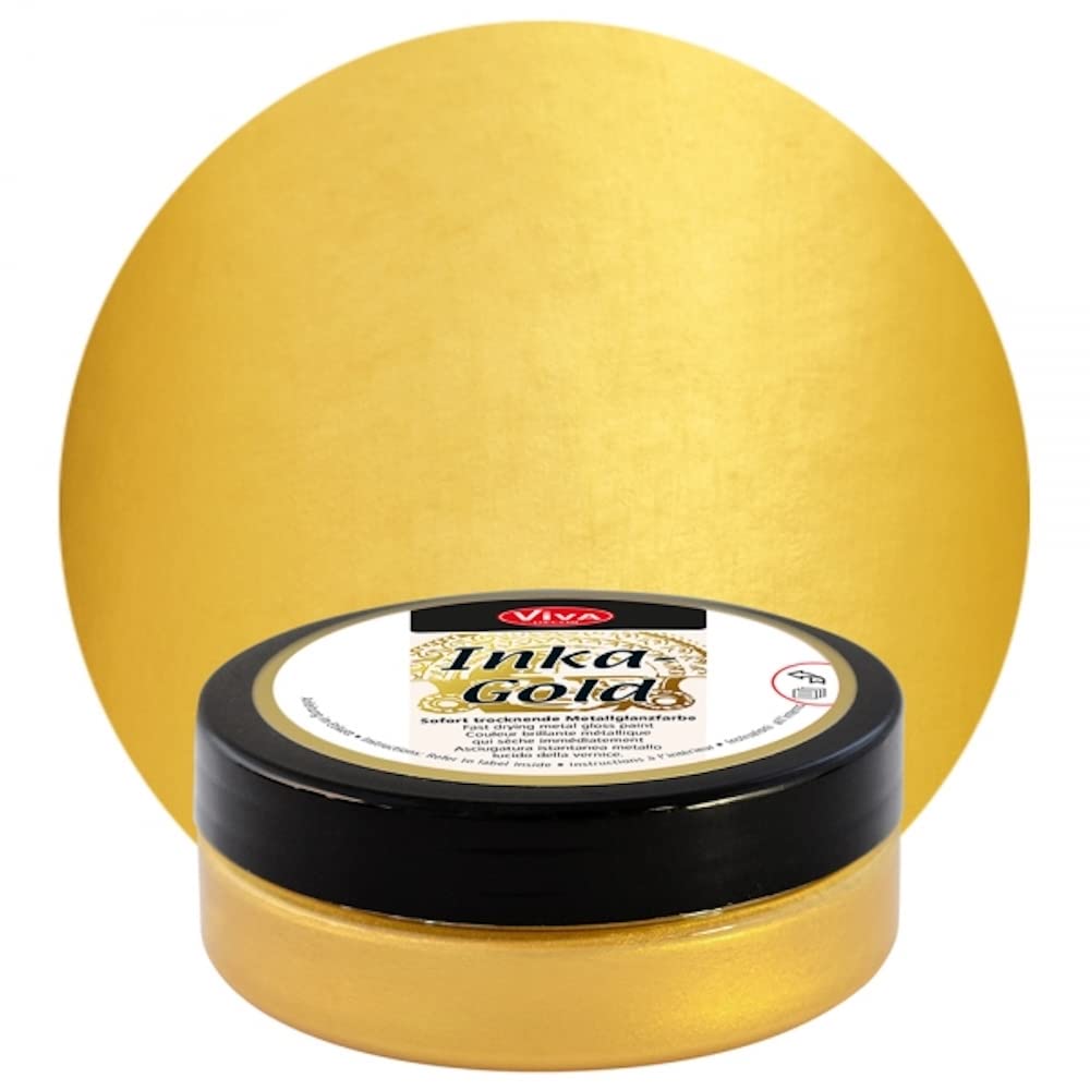 Viva Decor Gold-Inka Gold 2.2 Ounces Acrylic Paint Jar for Arts and Crafts Projects